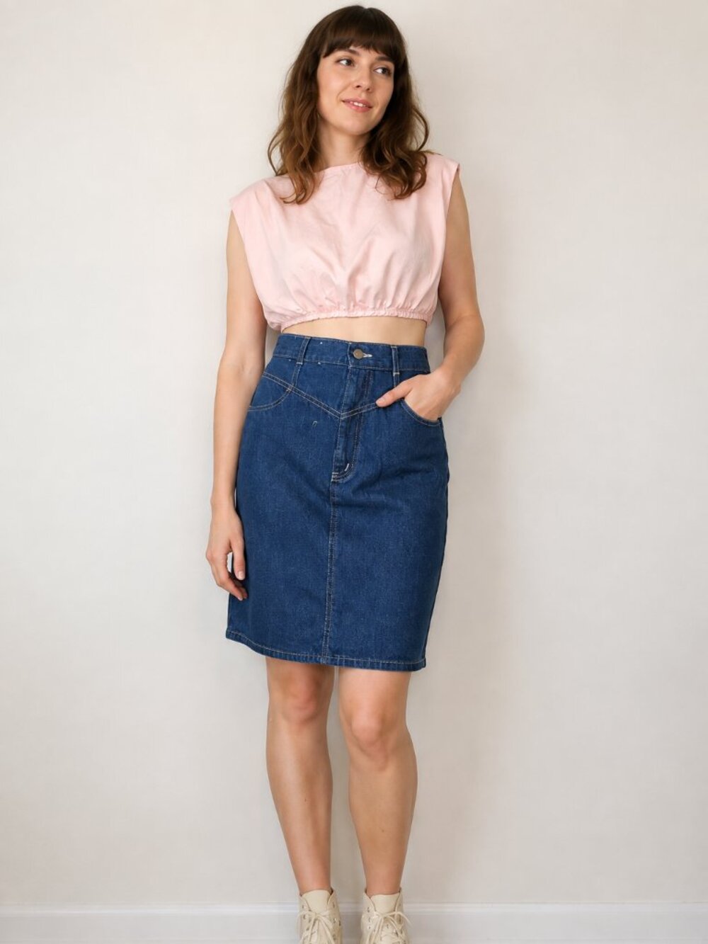 CHIC High Waist 80s Denim Skirt, Size 11